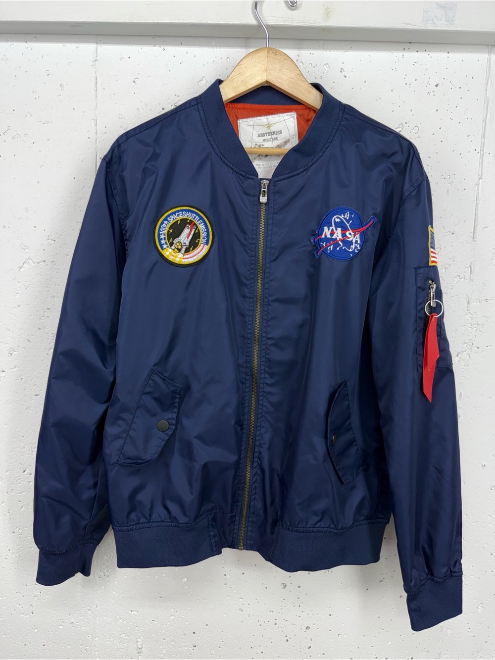 Asstseries Size Large Navy Blue NASA Bomber Jacket
